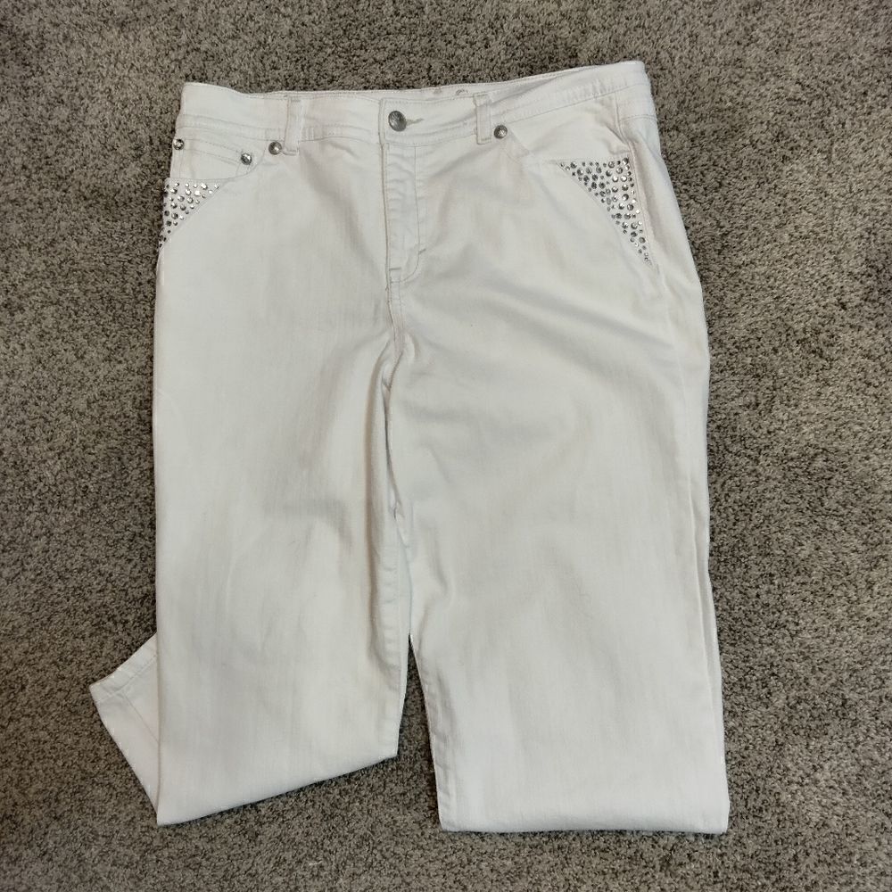 Plus Size Style & Co. White  Capris With Sequined Embellishments